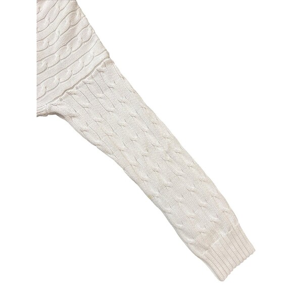 Polo Ralph Lauren Cable-Knit Cotton Sweater V-Neck Cream White Women's Size L - Picture 3 of 9